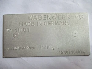 Typenschild VW ? Käfer ? Typ 11/01 Schild s85 - Bild 1 von 1