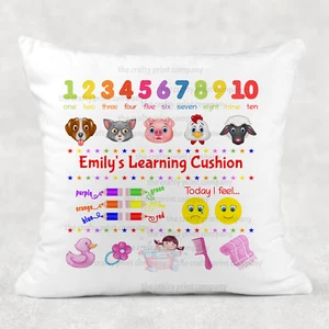 Personalised Kid's English V2 Early Learning Cushion cover pillow Educational - Picture 1 of 4