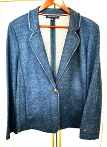 Vintage Tommy Hilfiger weicher Blazer blau roh geserbter Saum Größe XL - Bild 1 von 5