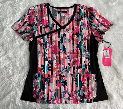 Koi Lite Scrub Top Women’s Medium Raquel Candy Striper Stretch Nursing Pink - Image 1 of 4