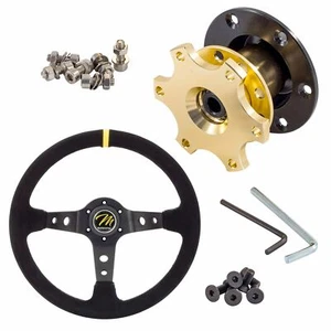 Volante Motacorsa Stage Dished/radios Negro con Jefe de Liberación Rápida - Imagen 1 de 1