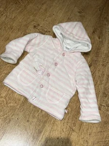 iDo Baby Girl Pale Pink & Cream Soft Furry Winter Jacket / Coat Age 9-12 Months - Picture 1 of 12