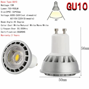 E27/GU10/MR16 Spotlight COB Lights Bulb CREE Lamp Ultra Bright 15W Dimmable LED - Picture 1 of 13