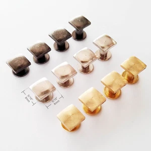 10pc Brass Flat Square Head Stud Leather Belt Strap Bag Chicago Screw Nail Rivet - Picture 1 of 9