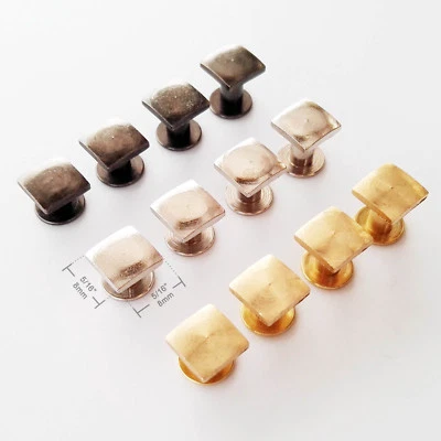 10pc Brass Flat Square Head Stud Leather Belt Strap Bag Chicago Screw Nail Rivet - Image 1 of 3