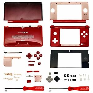 Coque de logement complète pour console Nintendo 3DS outils d'écran de remplacement rouge flamme