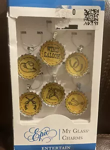 Epic My Glass Charms Western Icons Bottle Caps Reusable Glass Identifiers 6pc - Picture 1 of 4