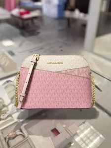 Michael Kors Jet Set Travel Medium Dome Crossbody Purse Bag Powder Blush Multi - Picture 1 of 5