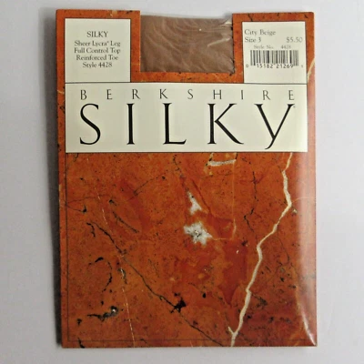 Berkshire SILKY Sheer Lyrca Leg Control Top Pantyhose Style 4428 City Beige Sz 3 - Image 1 of 4