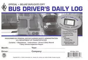 JJ Keller 470 (9L) Bus Driver's Daily Log Book w/ Daily Recap + DVIR - Picture 1 of 5