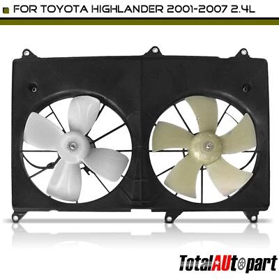 Ventilador de refrigeración de radiador doble con conjunto de cubierta para Toyota Highlander 2001-2007 2,4 L Foto 1 de 4