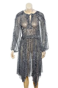 Ulla Johnson Sheer Dress S 6 Women's Zebra Printed Ruffle Midi Boho NWD 41492 - Picture 1 of 9