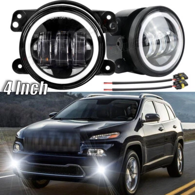 Luzes de neblina de LED redondas de 4 polegadas lâmpadas de direção 2 peças para Jeep Grand Cherokee 97-18 - Imagem 1 de 4