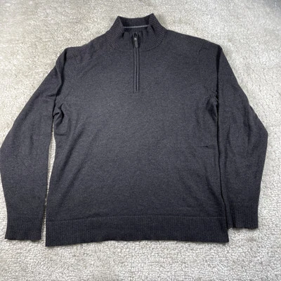 Smartwool Sweater Mens Large  1/4 Zip Pullover  Dark Grey Nylon Merino READ - Image 1 of 4