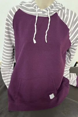 Orvis Women's Size M Purple Gray Color Block Soft Hoodie Stretchy Sweatshirt - Image 1 of 4