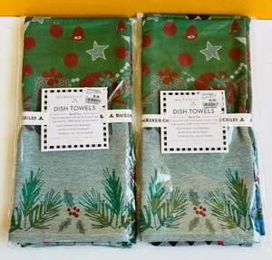 MacKenzie-Childs 70114-1265 Holiday Tree Jacquard Dish Towels (Set of 2). New! - Picture 1 of 3