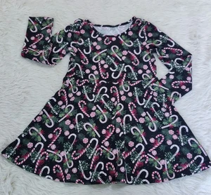 Vestido de vacaciones de Navidad 3T para niños Lugar Niñas Bastones de caramelo de pino acebo - Imagen 1 de 3