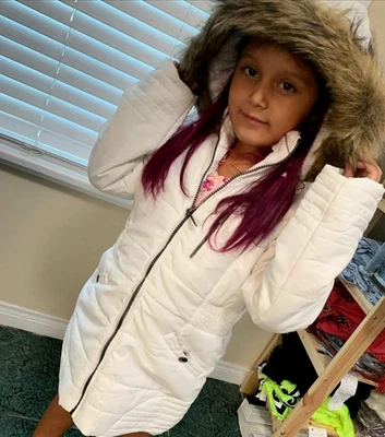 Kids jackets hooded girls warm winter white, blue, red, black - Image 1 of 4