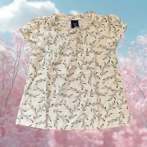 Gap Kids Girl’s Floral Short Sleeve Shirt Pleated Button Front Ruffle Collar 4/5 - Picture 1 of 7