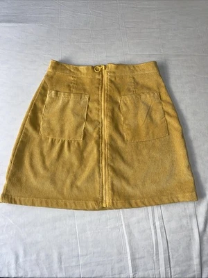 Linda falda mostaza Kensie niña con bolsillos delanteros y cremallera de longitud completa talla 10 Foto 1 de 4