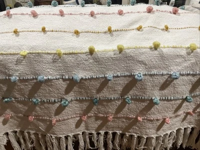 Max Studio Home White Throw Blanket With Woven Pastels & Boho Tassels 54” x 65” - Image 1 of 4