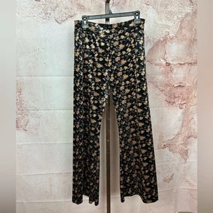 NATURAL LIFE Floral Terciopelo Cali Acampanados Pantalones Talla L Campana Parte Inferior Pierna Ancha Boho - Imagen 1 de 5