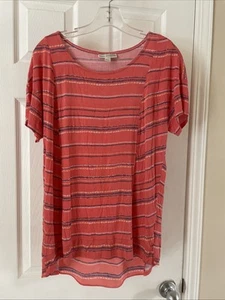 Dana Buchman Women Blouse Gorgeous Pink Blue Short Sleeve Blouse Sz L - Picture 1 of 3