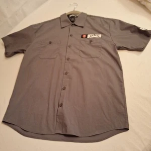 Jim Beam Bourbon Gray Button Down Short Sleeve Embroidered Work Shirt Medium  - Picture 1 of 11