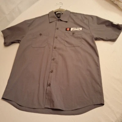 Jim Beam Bourbon Gray Button Down Short Sleeve Embroidered Work Shirt Medium  - Image 1 of 4