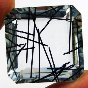 34.10 Ct Natural Earth mined Rutilated Quartz Needle Bluck Gemstone From Brazil - Picture 1 of 8