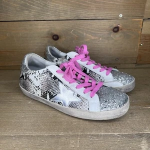 Golden Goose GG Super Star Plata Brillo Metal Rosa Serpiente Parte Superior Baja UE Talla 40 - Imagen 1 de 14