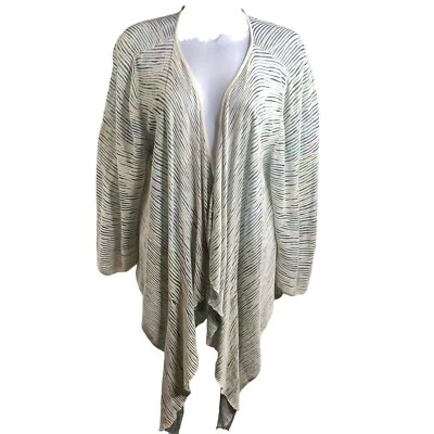 NIC+ZOE Women's Gray White Knit Open Front Waterfall Flowy Kimono Size XL Boho - Image 1 of 4
