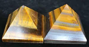 163 g 2 piezas ¡EXCELENTE!¡!! MINERAL DE CRISTAL DE CUARZO OJO DE TIGRE NATURAL/PIRÁMIDE DE FUEGO CURACIÓN - Imagen 1 de 5
