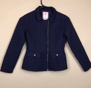 Gymboree Girls’ Quilted Navy Blue Peplum Hem Zip-Up Liner Jacket Sz L 10 / 12 - Picture 1 of 8