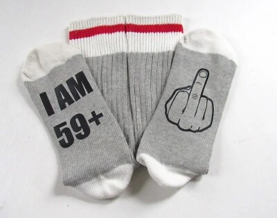 60 Лет «Я 59 +» подарок на день рождения смешной новинки носки женщины 6-10, светло-серый - Изображение 1 из 4