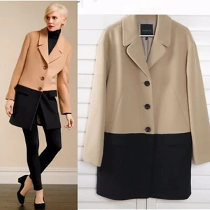 NWT 2P Petite TALBOTS WOOL COLOR BLOCK COAT JACKET $289 - Picture 1 of 1