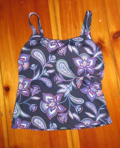 Lands' End Tankini Top purple paisley wire free bra size 6 - Picture 1 of 2
