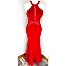 Cinderella Divine Red Halter Mermaid Dress Womens Size Small Lace Cutout Formal