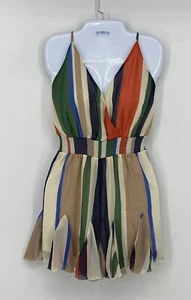Jealous Tomato Preowned Womens Romper Striped Print Multicolor Sleeveless Medium - Picture 1 of 5