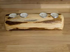 Natural wood tea light candle holder - Picture 1 of 8