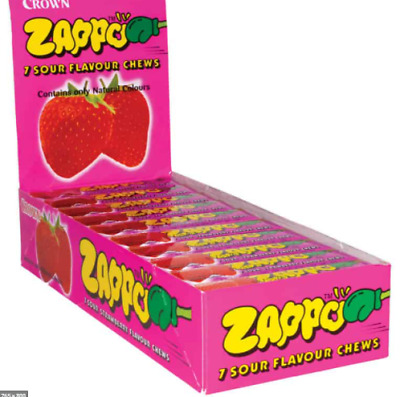 Zappo STRAWBERRY 12 Pack Chews Lollies Sour Candy Party Christmas • 18$