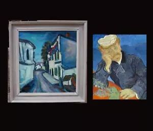 La casa del Dr. Gachet. Auvers-sur-Oise. Aceite modernista fino. Firmado. - Imagen 1 de 6