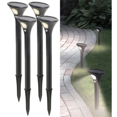 Luminea 4er-Set Design-Solar-Wegeleuchten, Licht- & Bewegungssensor, warmweiß - Bild 1 von 4