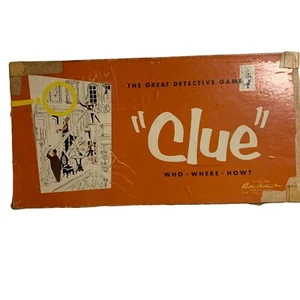 Vintage Parker Brothers 1956 Clue Board Game Original Box Wooden Tokens - Picture 1 of 11