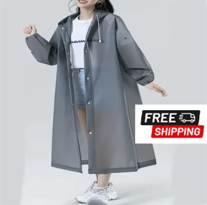 Reusable Hooded Raincoat, EVA Rain Poncho, Lightweight Raincoat, Waterproof NEW - Picture 1 of 7