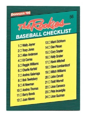 1986 Donruss Baseball The Rookies Singles Complete Your Set Pick From List EXC - Image 1 of 3