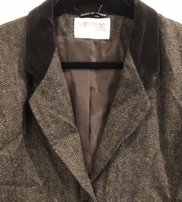 Blazer Nuevo Con Etiquetas Escena Internacional Marrón Espiga 100% Lana 3 Botones 16 Foto 1 de 4