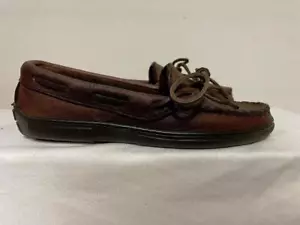 MOCASINES MINNETONKA MUJER PIEL DE MUSGO SUELA DURA CHOCOLATE Talla 9.5 W # 492 NUEVOS - Imagen 1 de 8