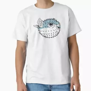 Camiseta clásica Fugu Linda pez puercoespín mortal pez globo pez globo - Imagen 1 de 4