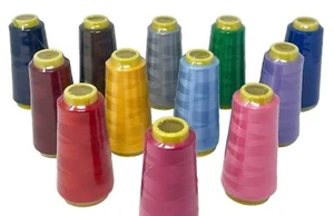 New! 12PK Spools Sewing Thread Polyester Assorted Colors 1500 Yards Per Spool - Picture 1 of 6